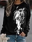 cheap Hoodies &amp; Sweatshirts-Women&#039;s Horse Sweatshirt Pullover Print 3D Print Daily Sports Active Streetwear Hoodies Sweatshirts  Black