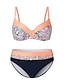 billiga Bikiniset-Dam Vanligt Badkläder Bikini 2 st Baddräkt Tryck upp Sexig Geometrisk Flerfärgad V-slits söt stil Sexig Baddräkter
