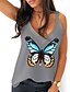 cheap Women&#039;s Clothing-Women&#039;s Tank Basic Basic Butterfly Sleeveless V Neck Spring Regular Light Blue White Gray Pink