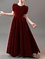 cheap Junior Bridesmaid Dresses-A-Line Ankle Length Junior Bridesmaid Dress Party Velvet Short Sleeve Jewel Neck with Buttons 2022 / Wedding Party