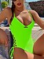 cheap One-Pieces-Women&#039;s Swimwear One Piece Monokini Swimsuit Cross Solid Color Blue Pink Black Green White Swimwear Plunge Bathing Suits Vacation Sexy New / Cute / Padded Bras
