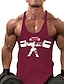 cheap Men&#039;s Tees &amp; Tank Tops-Men&#039;s Tank Top Vest Shirt Letter Round Neck Sports Gym Sleeveless Tops Cotton Muscle White Black Gray