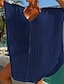 זול שמלות פשוטות-בגדי ים לנשים כיסוי חוף שמלת ים רגילה בגד ים הגנה מפני UV בגדי ים צנועים שרוכים סרוגים צבע טהור שחור מאובק כחול בז&#039; חליפות ים מחוט חדש חליפות ים נופשיות / מודרניות