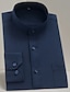 cheap Dress Shirts-Men&#039;s Shirt Dress Shirt Other Prints Solid Color Stand Collar Party Wedding collared shirts Long Sleeve Tops Designer Business Chinese Style Elegant Wine White Black