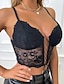 cheap Bras-Women&#039;s Lace Bras Fixed Straps 3/4 Cup V Neck Breathable Lace Pure Color Pull-On Closure Date Casual Daily Cotton 1PC White Black / Bras &amp; Bralettes / 1 PC