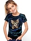preiswerte 3D-T-Shirts für Mädchen-Mädchen 3D Tier Katze T-Shirt Kurzarm 3D-Druck Sommer Frühling Aktiv Modisch Kuschelig Polyester kinderkleidung 3-12 Jahre Outdoor Täglich Innen Regular Fit