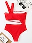 cheap One-Pieces-Women&#039;s Swimwear One Piece Monokini Bathing Suits Normal Swimsuit Solid Color Tummy Control Push Up White Black Purple Red Coffee Scoop Neck Padded Bathing Suits Fashion Sexy New / Padded Bras