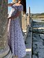 cheap Maxi Dresses-Women&#039;s A Line Dress Maxi long Dress White Purple Beige Short Sleeve Floral Split Print Spring Summer Square Neck Stylish Vacation Modern 2022 S M L XL
