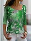 cheap Best Selling Tops-Women&#039;s T shirt Floral Theme Abstract Painting Floral V Neck Print Basic Vintage Tops Green Blue Purple / 3D Print