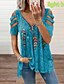cheap Women&#039;s Clothing-Women&#039;s Tunic Blouse Zipper Stripe Basic Feather V Neck Spring Regular Black Purple Sky Blue Royal Blue Orange