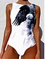 cheap Swimwear-Women&#039;s Swimwear One Piece Monokini Bathing Suits Plus Size Swimsuit Animal Tummy Control Slim Blue White Purple Yellow Scoop Neck Bathing Suits Vacation Fashion New / Sexy / Modern / Padded Bras