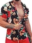 cheap Hawaiian Shirts-Men&#039;s Summer Hawaiian Shirt Shirt Other Prints Floral Turndown Casual Daily Print Short Sleeve Tops Designer Casual Fashion Comfortable Black