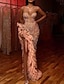 cheap Dresses-Women&#039;s Maxi long Dress Party Dress Pink Sleeveless Sequins Tassel Fringe Split Solid Color Deep V Strapless Spring Summer Party Party Stylish Hot 2022 Slim S M L XL