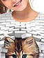 お買い得  女の子の 3d T シャツ-女の子 3D 動物 猫 Tシャツ 半袖 3Dプリント 夏 春 活発的 ファッション かわいいスタイル ポリエステル 子供 3〜12年 アウトドア 日常 屋内 レギュラー
