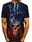 cheap Flag-Men&#039;s Shirt T shirt Tee Tee Graphic Skull American Flag Independence Day Round Neck Blue Rainbow Red 3D Print Plus Size Party Daily Short Sleeve Print Clothing Apparel Exaggerated