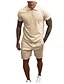 preiswerte T-Shirts-Sets für Männer-Herren-Trainingsanzug, 2-teilig, Sommer-Kurzarm-T-Shirt und Shorts, Set, lässiger Trainingsanzug, Sport-Outfit, Oberteile (klein, U-Khaki)