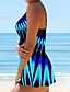 cheap Tankinis-Women&#039;s Swimwear Tankini 2 Piece Plus Size Swimsuit 2 Piece Modest Swimwear Open Back Printing for Big Busts Striped Color Block Green Blue Purple Red Padded V Wire Bathing Suits New Casual Vacation