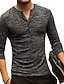 hesapli Erkek Günlük Tişörtleri-Erkek Henley Gömlek T gömlek Tek Renk Henley Cadde Günlük Uzun Kollu Üstler Temel Günlük Klasik Kas Yonca Siyah Havuz