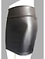 cheap Plain Skirts-Women&#039;s Pencil Bodycon Work Skirts Mini High Waist Skirts Solid Colored Holiday Casual Daily Summer PU Faux Leather Sexy Black Red Brown