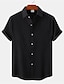 cheap Men&#039;s Casual Shirts-Men&#039;s Shirt Solid Color Turndown Street Casual Button-Down Short Sleeve Tops Casual Fashion Comfortable White Black Red Summer Shirts