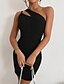 cheap Party Dresses-Women&#039;s Black Dress Short Mini Dress Black Sleeveless Solid Color Backless Spring Summer One Shoulder Personalized Hot Vintage Party Slim 2022 S M L
