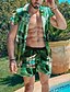 cheap Men&#039; Shirt Sets-Men&#039;s Summer Hawaiian Shirt Summer Shirt Shirt Set Aloha Shirt Floral Leaves Turndown Blue Orange Green 3D Print Outdoor Casual Short Sleeve 3D Print Button-Down Clothing Apparel Fashion Hawaiian