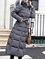 cheap Coats &amp; Trench Coats-Women&#039;s Down Parka Fall Daily Outdoor Long Coat Windproof Warm Regular Fit Casual Streetwear Jacket Long Sleeve Quilted Fur Trim Solid Color White Black Gray