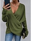 cheap Sweaters-Women&#039;s Sweater Pullover Jumper Criss Cross Knitted Solid Color Stylish Casual Long Sleeve Regular Fit Sweater Cardigans V Neck Fall Winter Blue Purple Pink / Holiday / Going out