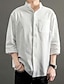 cheap Men-Men&#039;s Shirt Elbow Sleeve Basic Shirt Collar Medium Spring &amp; Summer Green White Black
