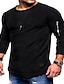 cheap Men&#039;s Casual T-shirts-Men&#039;s T shirt Tee Solid Colored Plus Size Crew Neck Casual Daily Zipper Long Sleeve Regular Fit Tops Cotton Basic Muscle White Black Gray