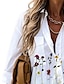 cheap Women&#039;s Blouses &amp; Shirts-Women&#039;s Blouse Floral Graphic Patterned Casual Daily Floral Blouse Shirt Long Sleeve Pocket Shirt Collar Basic Essential Elegant Vintage White S