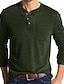 cheap Men&#039;s Henley Shirts-Men&#039;s T shirt Tee Henley Shirt Long Sleeve White Black Gray Army Green Khaki Dark Gray Solid Color Stand Collar Casual Daily Button-Down Clothing Clothes Lightweight Casual Classic