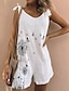 cheap Jumpsuits &amp; Rompers-Women&#039;s Romper Floral Print Active Crew Neck Street Casual Sleeveless Regular Fit Blue White Gray S M L Spring