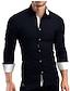 cheap Men&#039;s Shirts-Men&#039;s Shirt Collar Long Sleeve Tops Streetwear Black And White Sapphire Navy