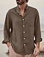 cheap Men&#039;s Casual Shirts-Men&#039;s Shirt Solid Color Turndown Street Casual Button-Down Long Sleeve Tops Casual Fashion Comfortable Green Black Gray / Spring / Summer