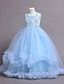 Χαμηλού Κόστους Φορέματα για πάρτι-παιδικό κοριτσίστικο φόρεμα λουλούδι αμάνικο performance party δαντέλα χαριτωμένο πολυεστερικό φόρεμα από τούλι μέχρι το γόνατο καλοκαίρι άνοιξη φθινόπωρο 4-13 ετών μπλε