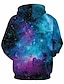 voordelige Trui-hoodies voor heren-heren unisex hoodies sweatshirt pullovers casual 3d print grafisch paars blauw galaxy sterrenhemel lange mouwen