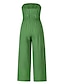 cheap Jumpsuits &amp; Rompers-Women&#039;s Jumpsuit Solid Color Backless Cut Out Casual Strapless Wide Leg Daily Vacation Sleeveless Regular Fit Green Blue White S M L Spring