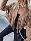 cheap Faux Leather Jackets-Women&#039;s Casual Jacket Going out Fall Tassel Fringe Rusty Regular Coat Regular Fit Breathable Bohemian Style Jacket Long Sleeve Solid ColorWhite Black