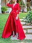 cheap Evening Dresses-Jumpsuits Evening Gown Elegant Dress Red Green Dress Wedding Guest Floor Length 3/4 Length Sleeve V Neck Detachable Stretch Fabric with Overskirt 2024