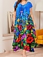 cheap Plus Size Dresses-Women&#039;s Plus Size Floral Sheath Dress Split Round Neck Sleeveless Casual Fall Spring Causal Daily Maxi long Dress Dress / Butterfly / Ruched