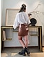 cheap Plain Skirts-Women&#039;s Pencil Bodycon Work Skirts Mini High Waist Skirts Solid Colored Holiday Casual Daily Summer PU Faux Leather Sexy Black Red Brown