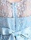 billige Festkjoker-børn pigebroderi blomsterkjole fest ruched mesh blå pink lyseblå bomuld asymmetrisk ærmeløs søde prinsessekjoler sommer efterår regular fit 3-12 år