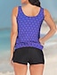 cheap Tankinis-Women&#039;s Swimwear Tankini 2 Piece Normal Swimsuit High Waist Slim Polka Dot Blue Purple Bathing Suits Sports Basic Casual / New / Padded Bras