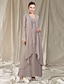 cheap Mother of Bride Dresses with Jacket-Two Piece A-Line Mother of the Bride Dress Elegant Plus Size V Neck Floor Length Chiffon Long Sleeve Jacket Dresses with Appliques 2023