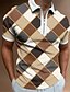 cheap 3D Polo-Men&#039;s Collar Polo Shirt T shirt Tee Golf Shirt 3D Print Plaid Color Block Turndown Casual Daily Zipper Print Short Sleeve Tops Casual Fashion Comfortable Sports Black / White Khaki Navy Blue / Summer