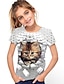 billige piges 3d t-shirts-Pige 3D Dyr Kat T-shirt Kortærmet 3D-udskrivning Sommer Forår Aktiv Mode Sød Stil Polyester Børn 3-12 år udendørs Daglig Indendørs Regulær