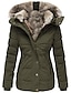 cheap Women&#039;s Puffer&amp;Parka-Women&#039;s Parka Regular Pocket Coat ArmyGreen Black Pink Red Navy Blue Casual Party Fall Hoodie Regular Fit S M L XL XXL XXXL / Windproof / Solid Color / Lined