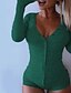 cheap Women&#039;s Rompers-Women&#039;s Romper Button Front Solid Color V Neck Casual Daily Casual Regular Fit Long Sleeve Green Black Gray S M L Fall