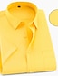 رخيصةأون قمصان رجالية-رجالي قميص رسمي زر حتى القميص قميص بياقة أسود أبيض أصفر كم قصير 平织 رقبة مربعة الصيف زفاف عمل ملابس طباعة